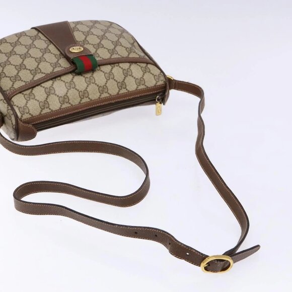 GUCCI GG Supreme Web Sherry Line Bag PVC Beige Gold 89 02 032 Auth 137285 - Picture 8 of 16